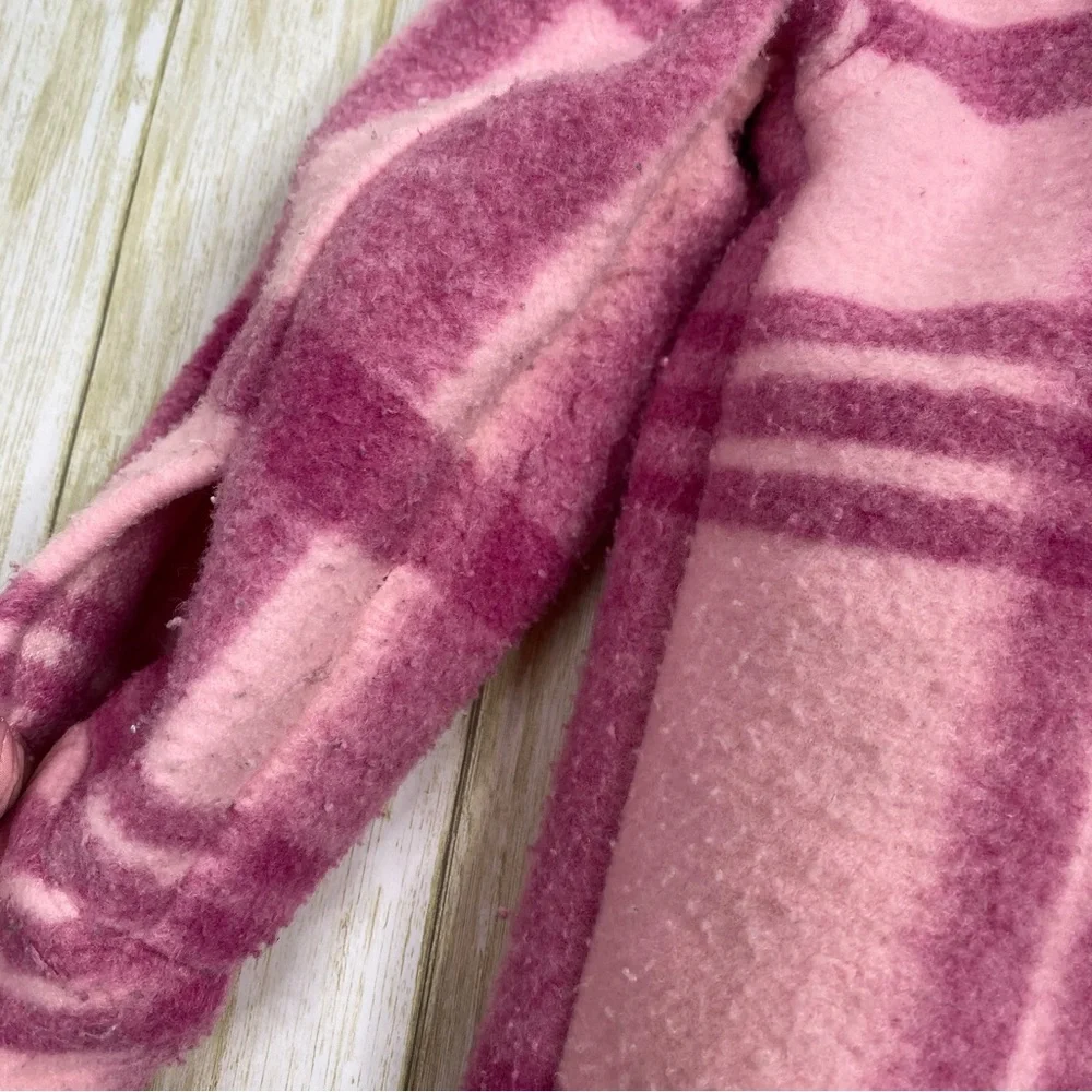 Hanna Andersson Pink Plaid Faux Wool Felt Shirt Jacket Shacket - Picture 7 of 8